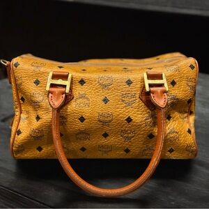 MCM Monogram Visetos Boston Handbag (pre-owned)